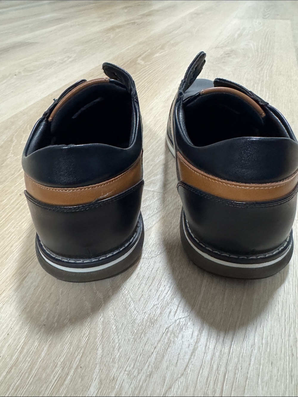 Black Derby Shoes with Brown Tongue Detail - Picture 4 of 8